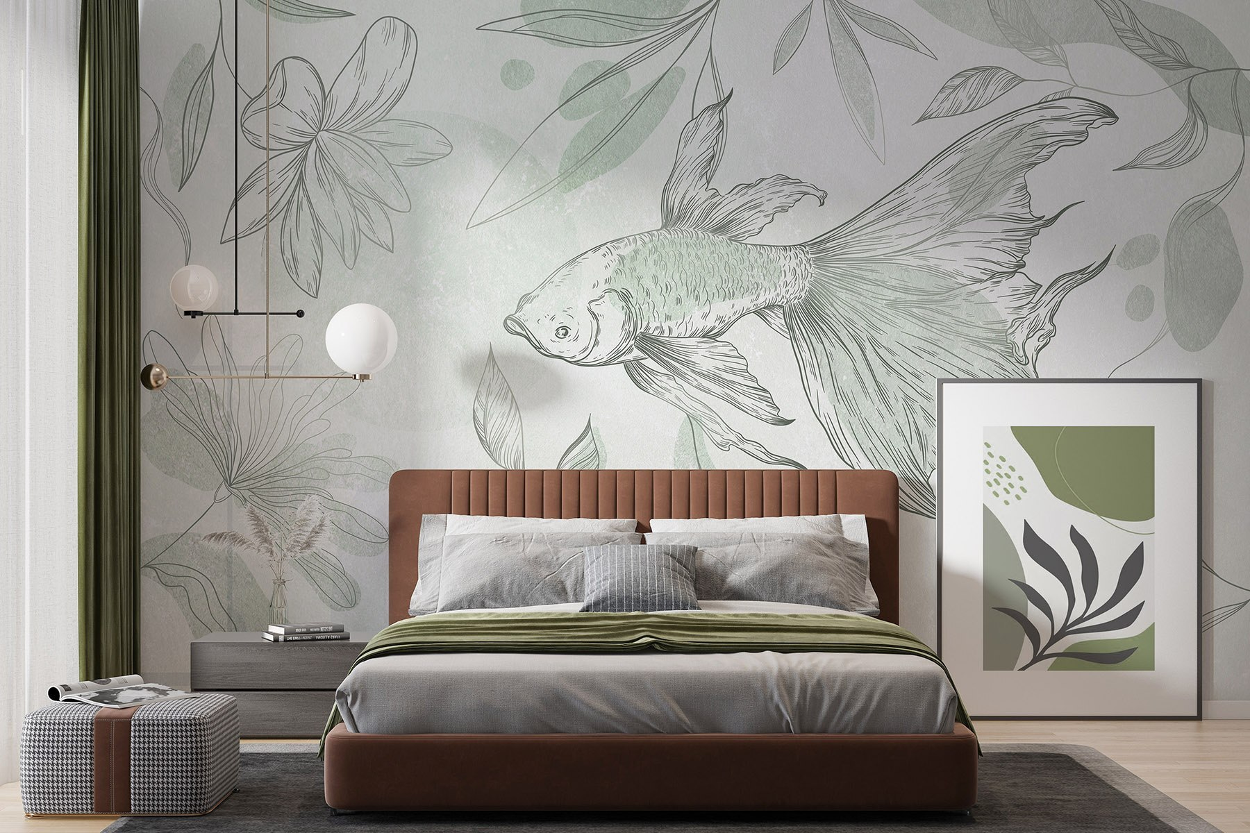 Fish and plants on a wall