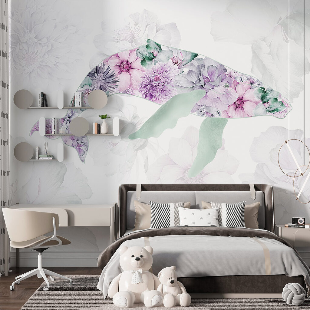 Dolphin with flowers on it