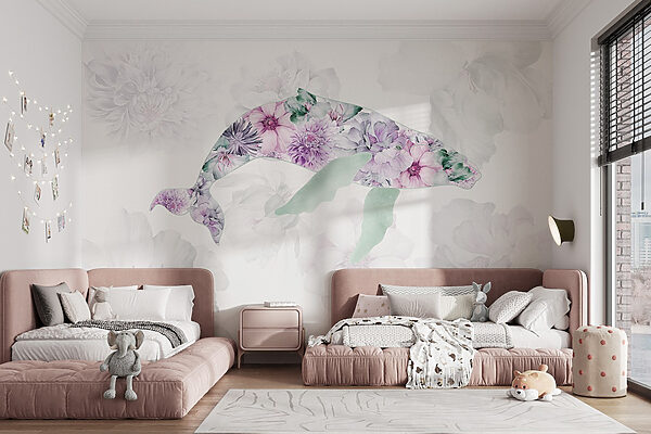 Dauphin avec des fleurs Dauphin avec des fleurs