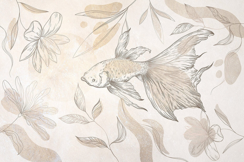 Poisson élégant parmi des motifs floraux Poisson élégant parmi des motifs floraux