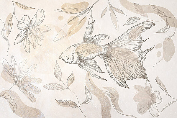 Poisson élégant parmi des motifs floraux Poisson élégant parmi des motifs floraux