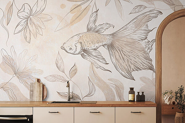 Poisson élégant parmi des motifs floraux Poisson élégant parmi des motifs floraux