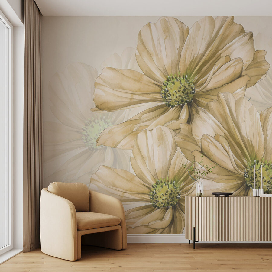 Groupe de fleurs avec centre vert