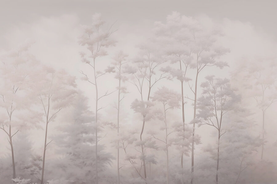 Groupe d'arbres avec brouillard