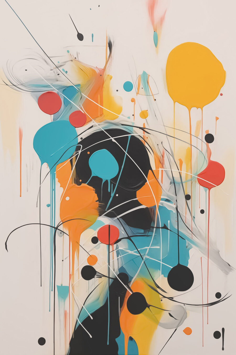 Peinture de cercles et de lignes colorées