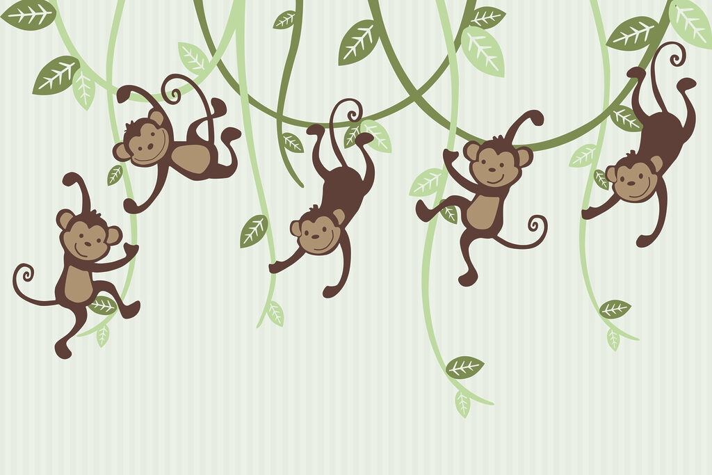 Groupe de singes sur des lianes Groupe de singes sur des lianes