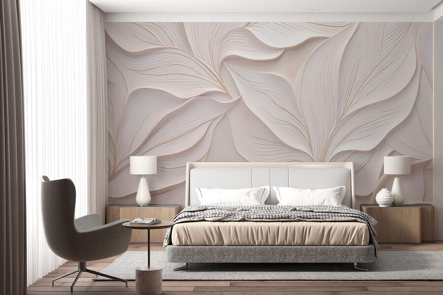 Mur blanc avec des feuilles blanches