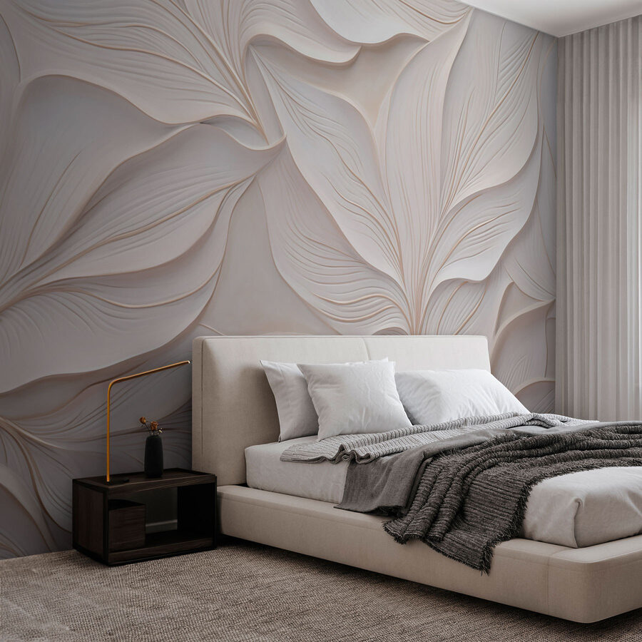 Mur blanc avec des feuilles blanches