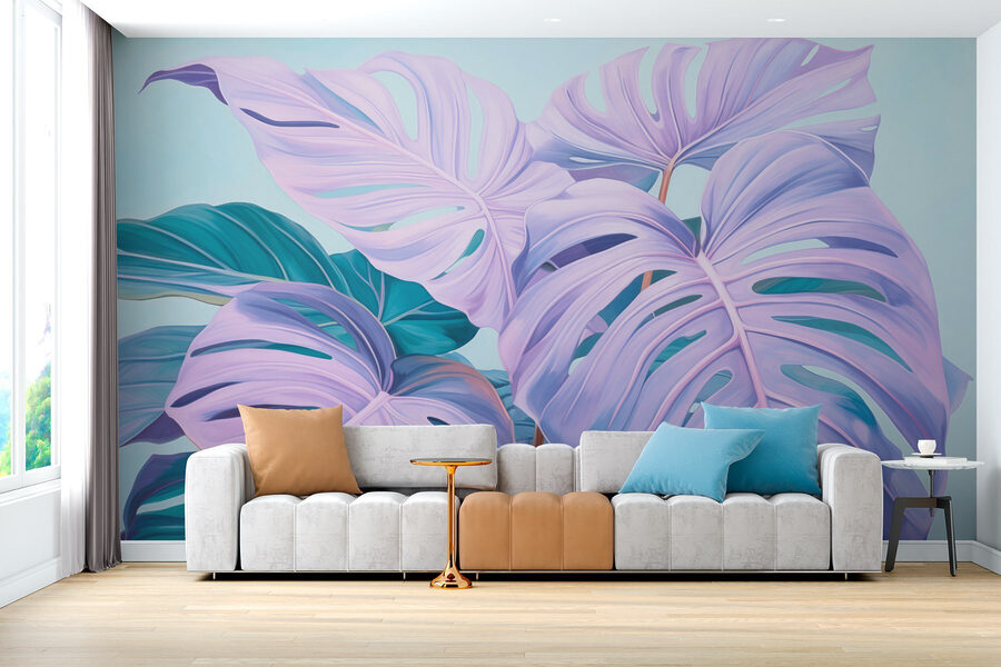 Papier peint Feuilles de rêve dans des tons pastel. – Image 2