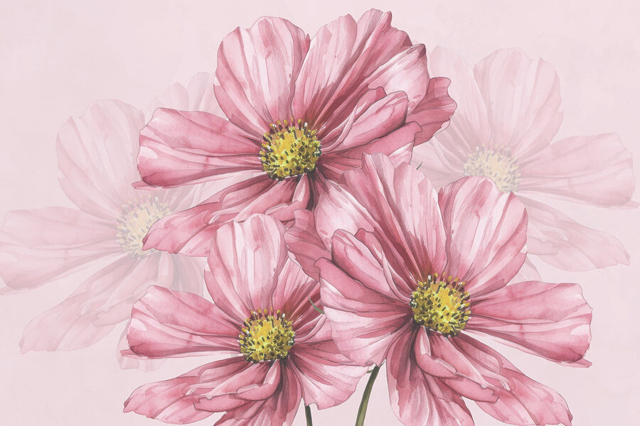 Groupe de fleurs roses