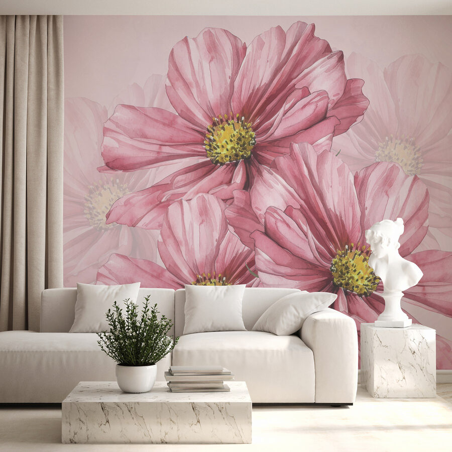 Groupe de fleurs roses