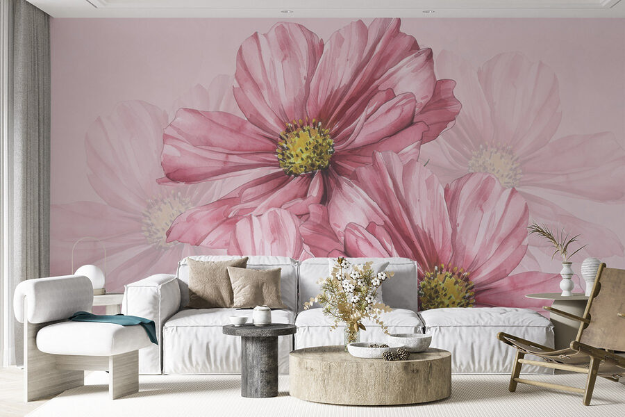Groupe de fleurs roses