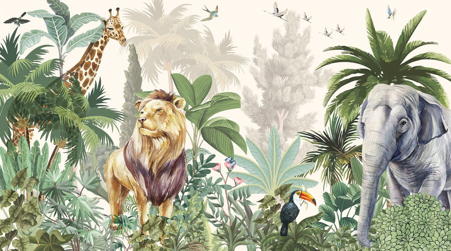 Fond d'écran avec des animaux et des oiseaux
