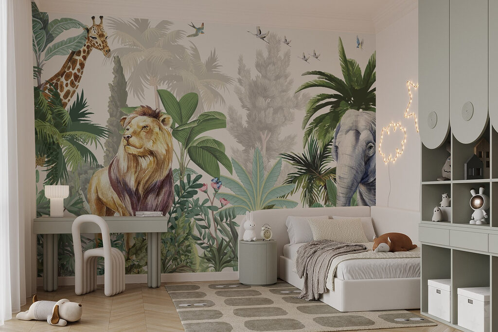Wallpaper with animals and birds