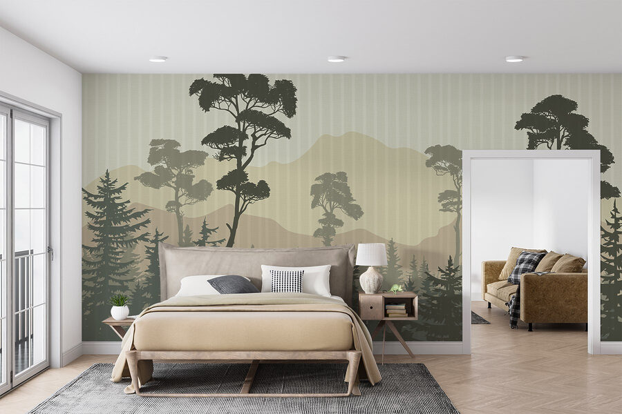 Paysage d'arbres et de montagnes