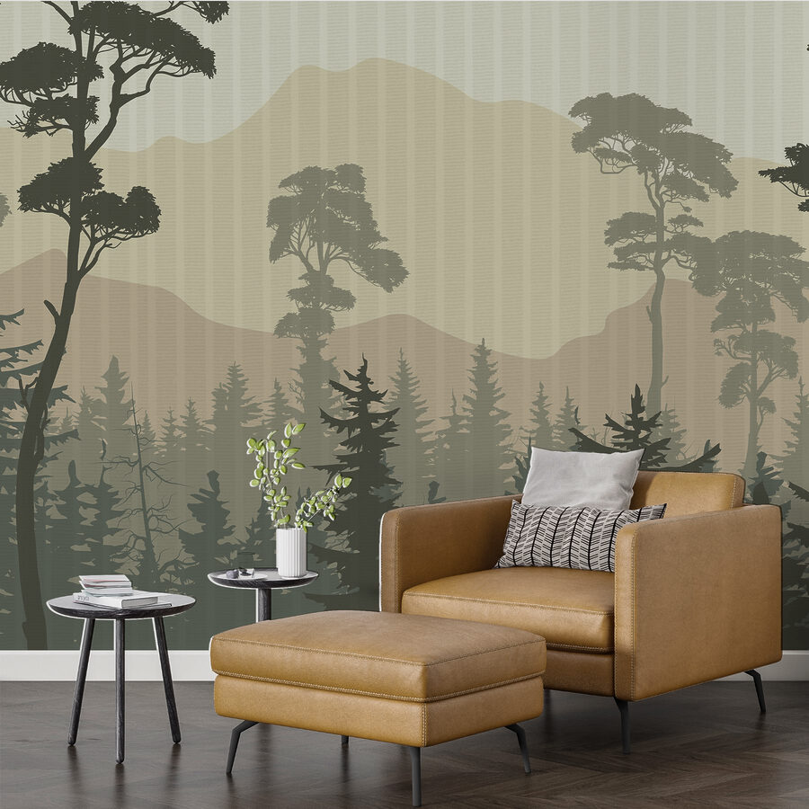 Paysage d'arbres et de montagnes