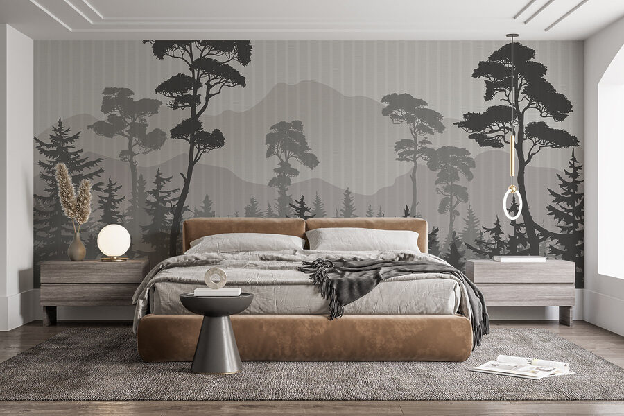 Paysage d'arbres et de montagnes