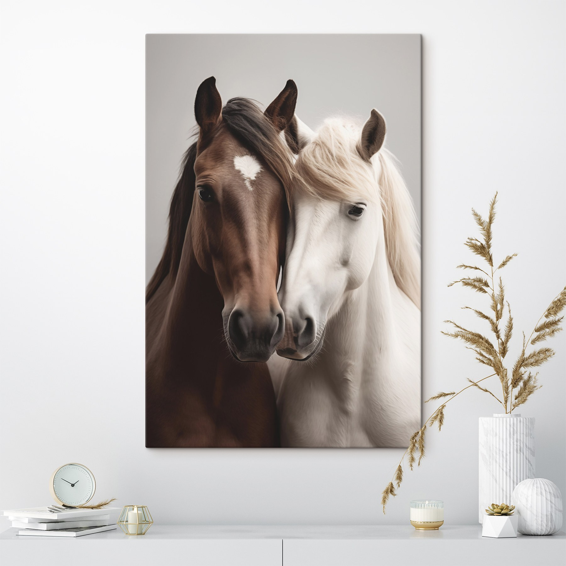 Two horses with their heads together Two horses with their heads together