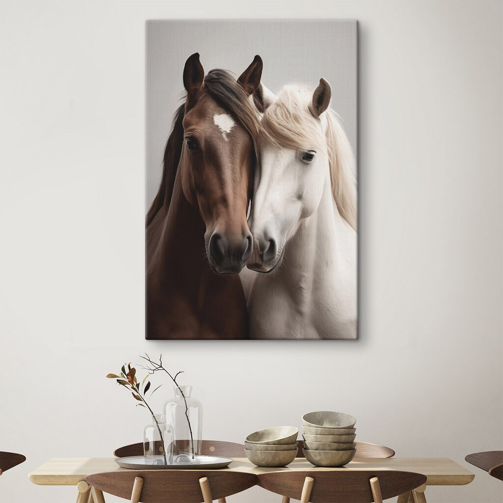 Two horses with their heads together Two horses with their heads together