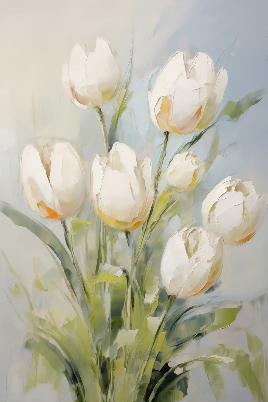 Peinture de tulipes blanches