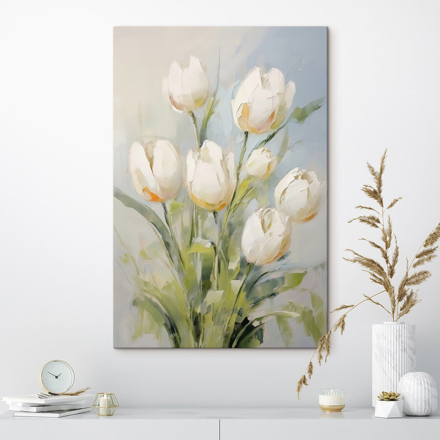 Peinture de tulipes blanches