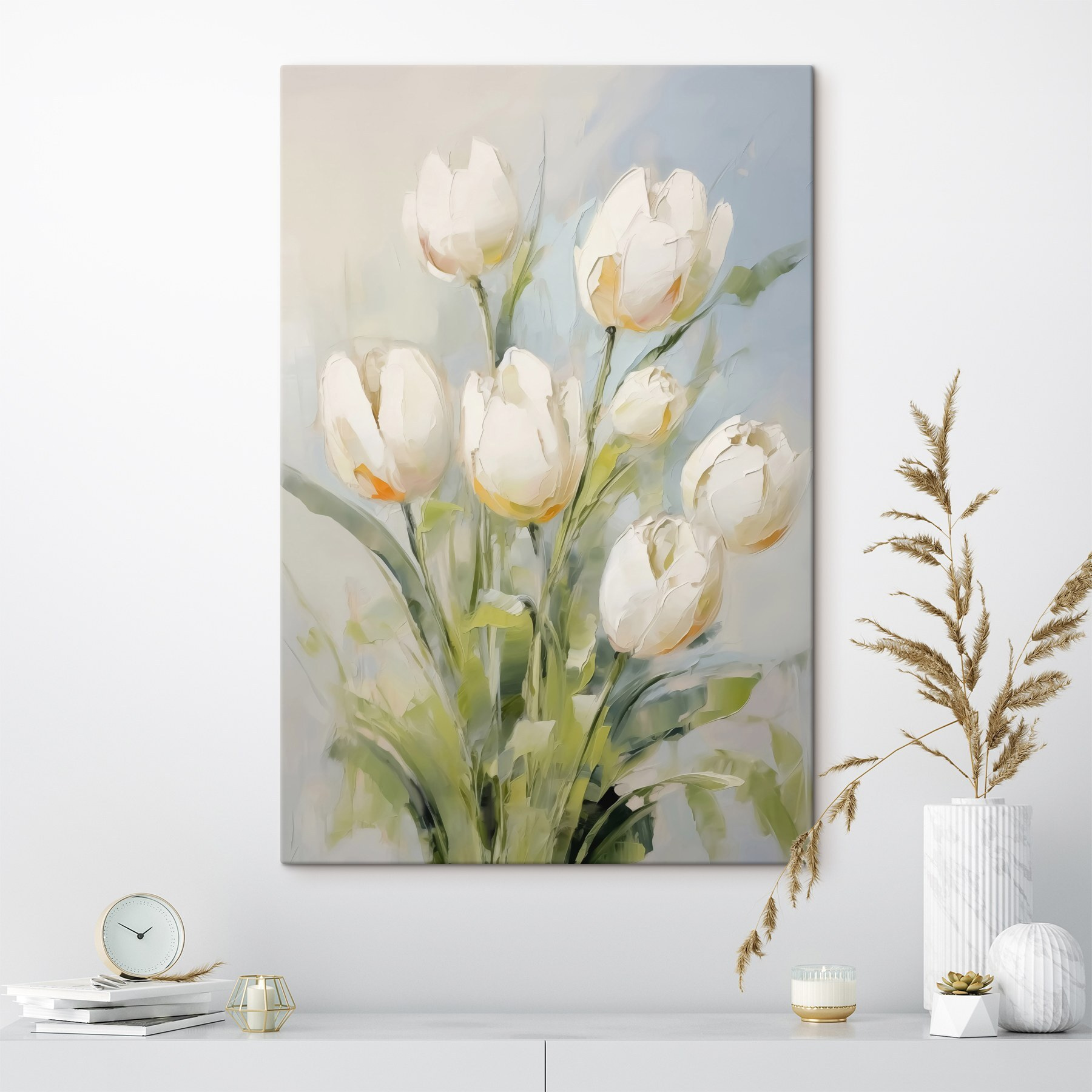 Painting of white tulips