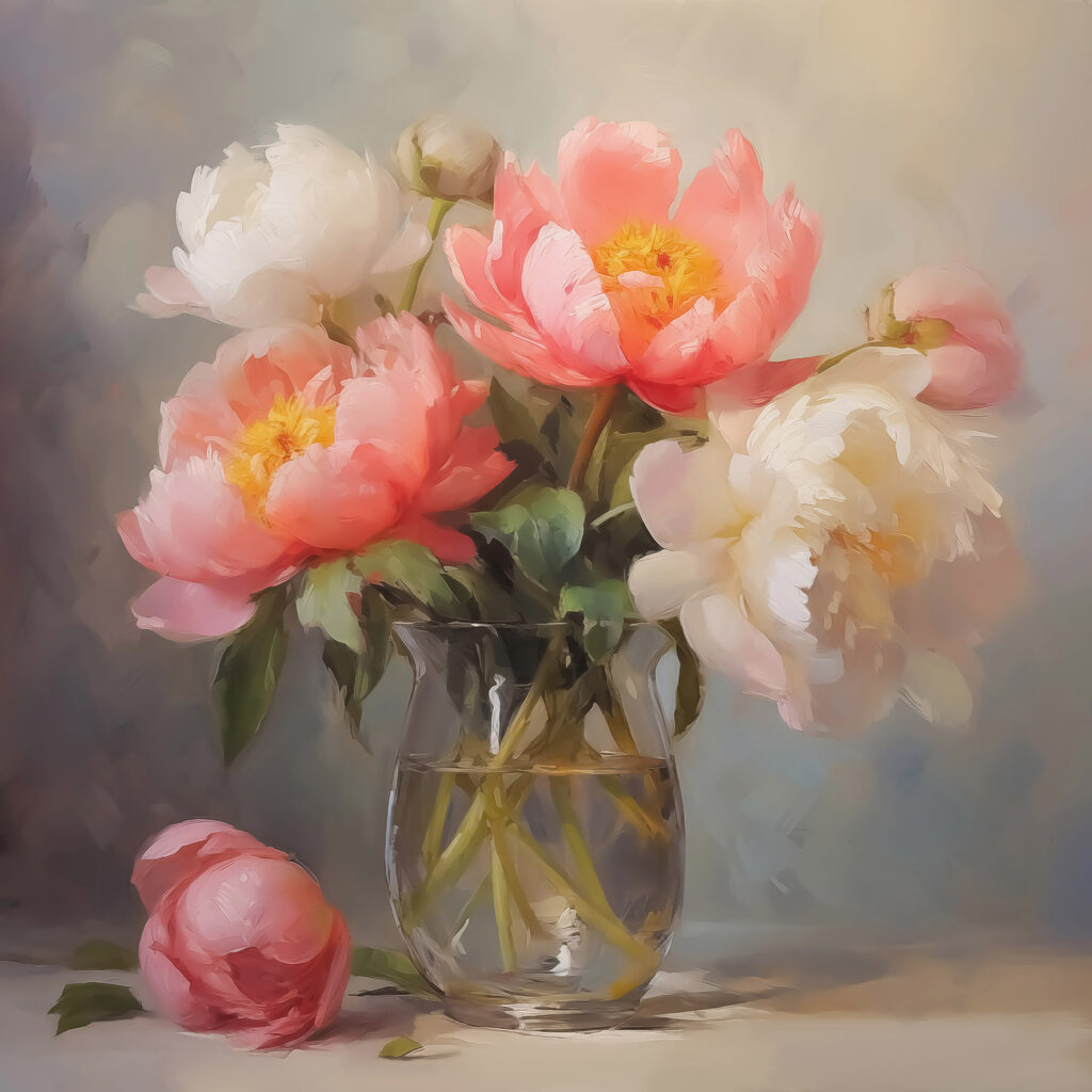 Painting of flowers in a vase Painting of flowers in a vase