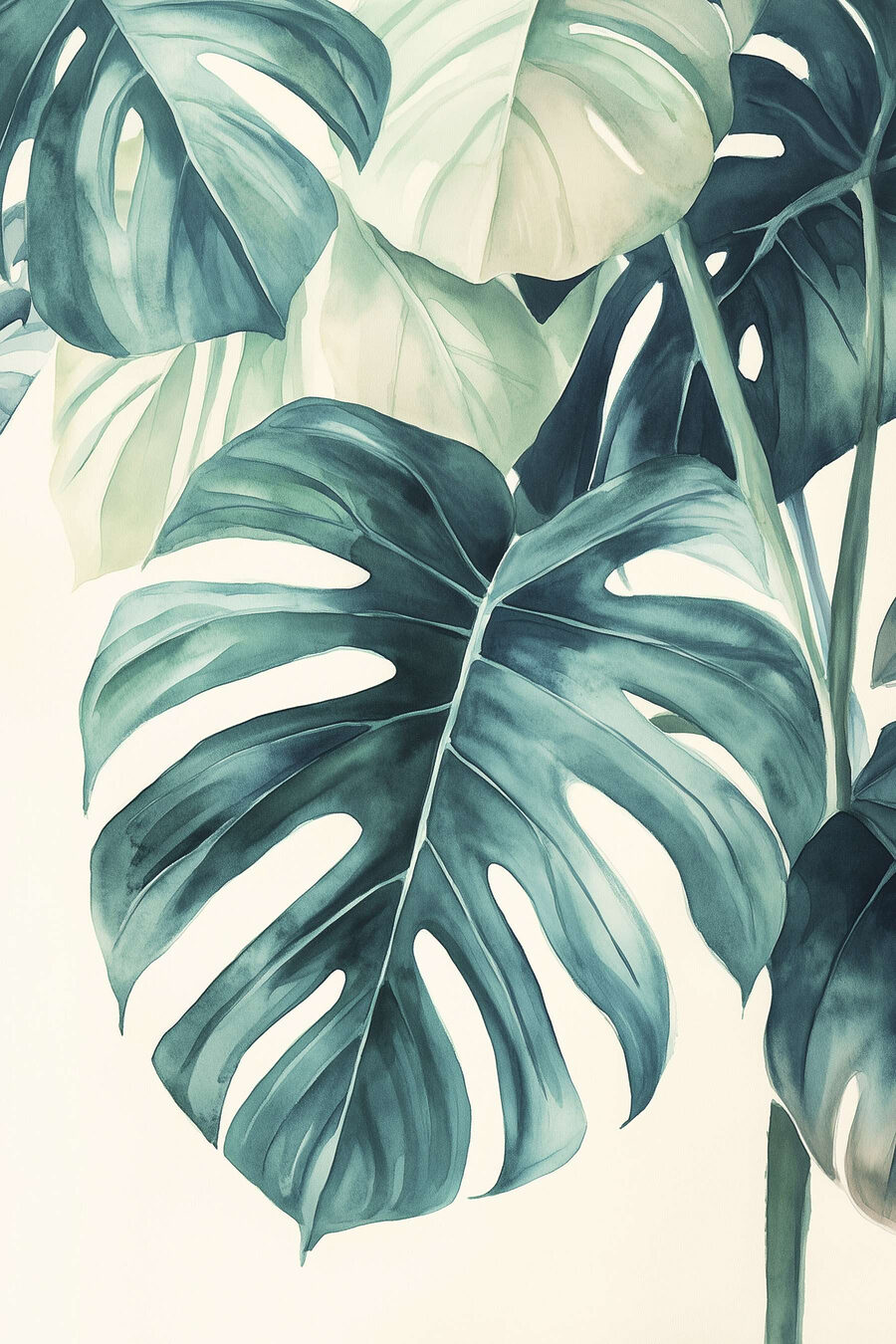 Feuilles vertes luxuriantes aux teintes douces