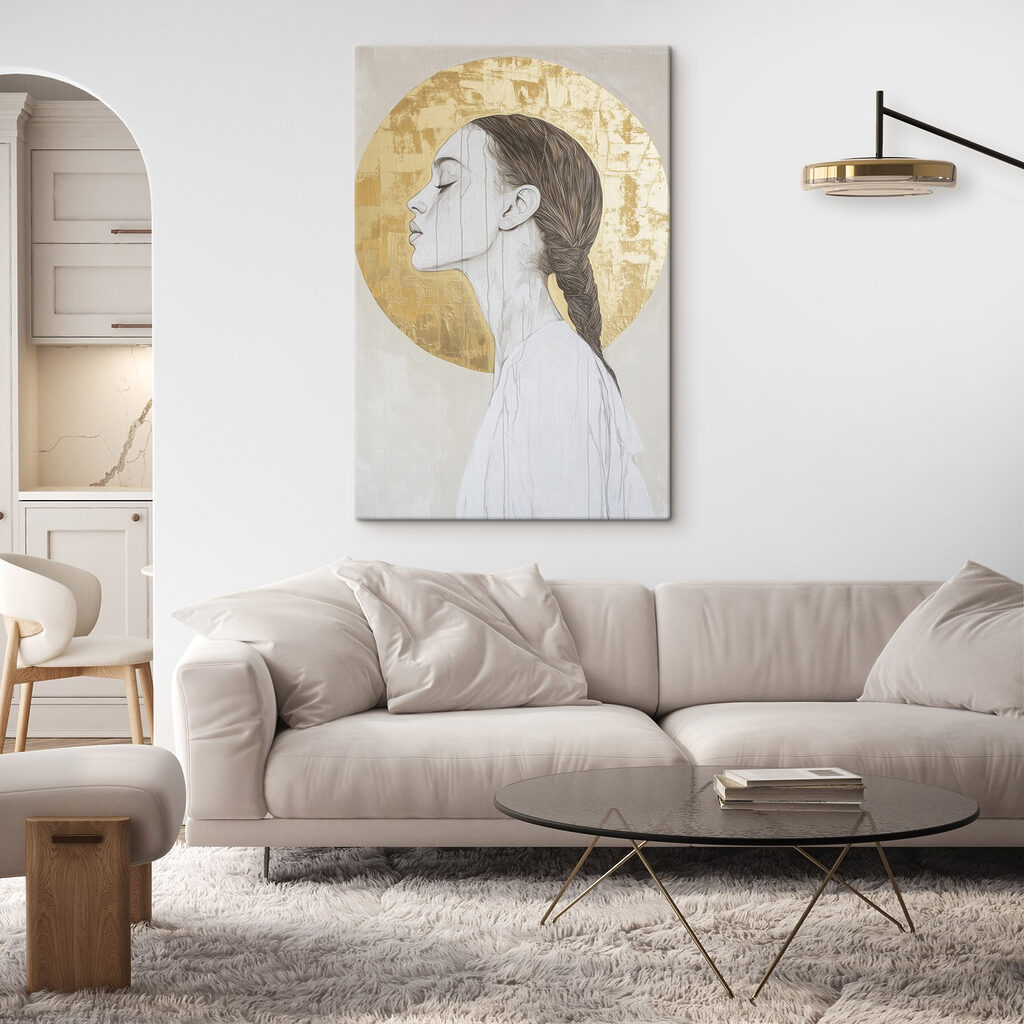 Elegant profile against a circular backdrop