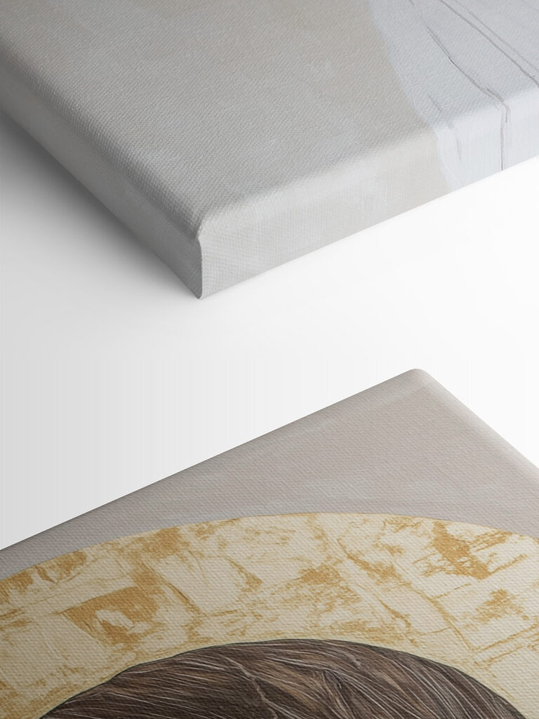 Elegant profile against a circular backdrop