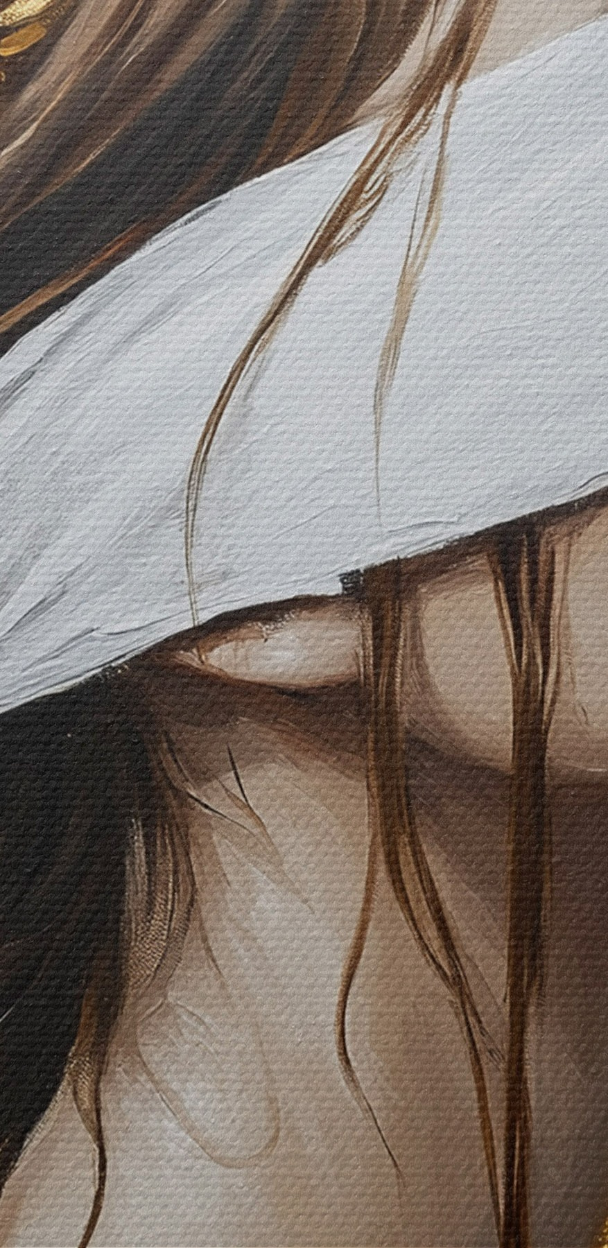 Peinture d'une femme avec un bandeau sur les yeux
