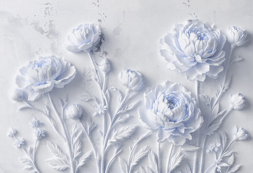 Fleurs blanches sur une surface blanche Fleurs blanches sur une surface blanche
