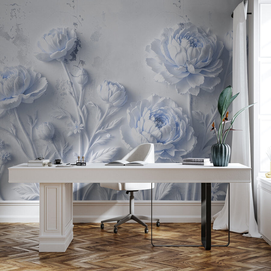 Fleurs blanches sur une surface blanche