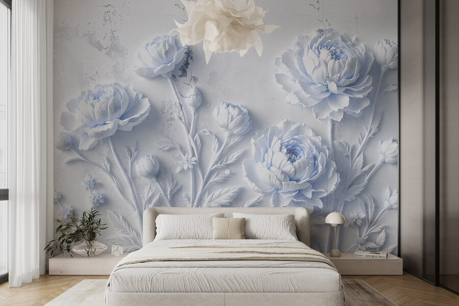 Fleurs blanches sur une surface blanche