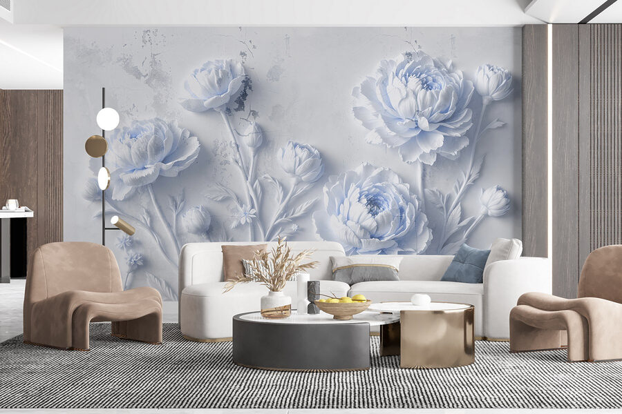 Fleurs blanches sur une surface blanche