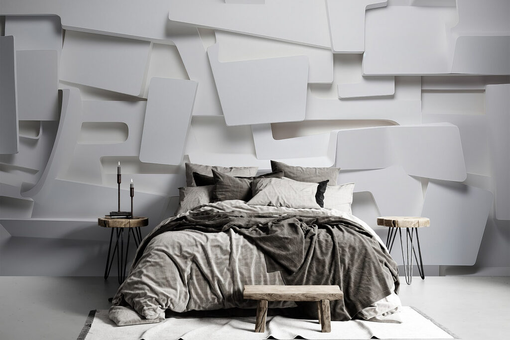 White wall with many rectangles White wall with many rectangles