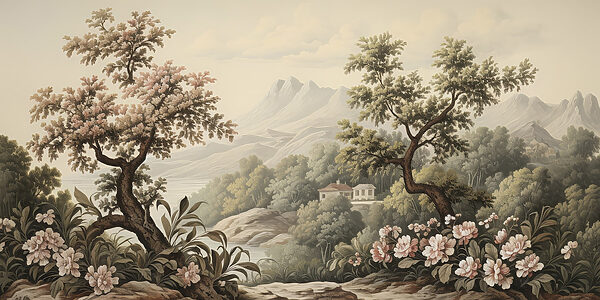 Paysage avec arbres et fleurs Paysage avec arbres et fleurs