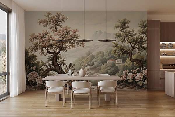 Paysage avec arbres et fleurs Paysage avec arbres et fleurs