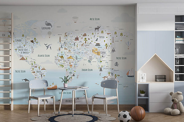 Carte du monde avec différents animaux Carte du monde avec différents animaux