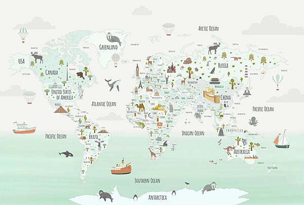 Carte du monde avec animaux w03410v2p 600x405 - Carte du monde avec animaux