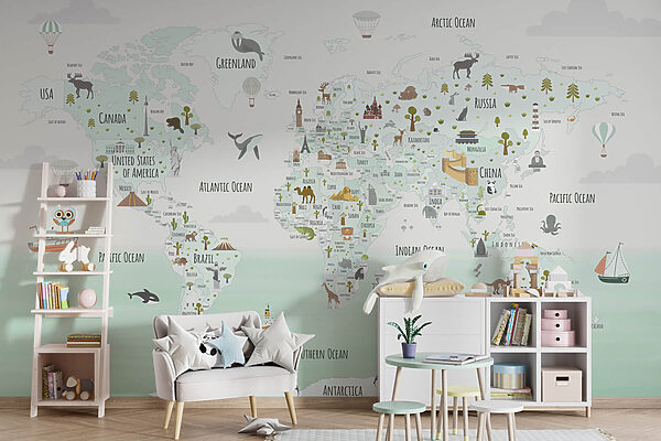 Carte du monde avec animaux w03410v2pir2r 600x400 - Carte du monde avec animaux