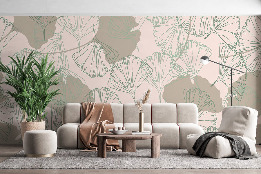 Motif de feuilles sur fond clair