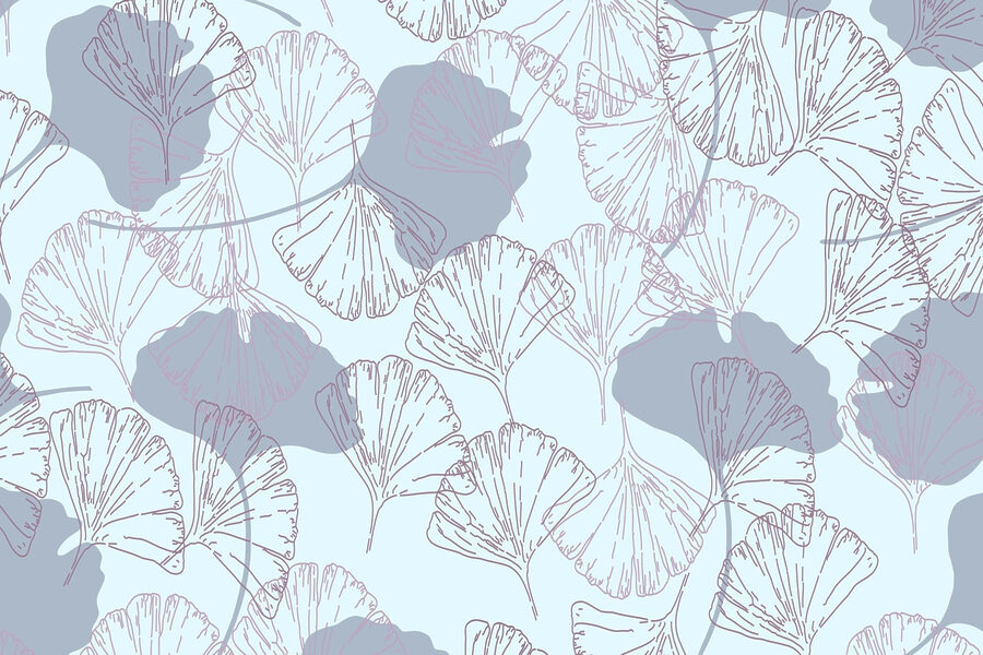 Motif de feuilles sur fond bleu clair Motif de feuilles sur fond bleu clair