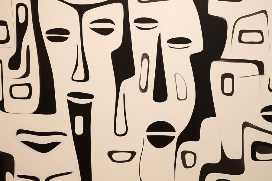 Art facial en noir et blanc