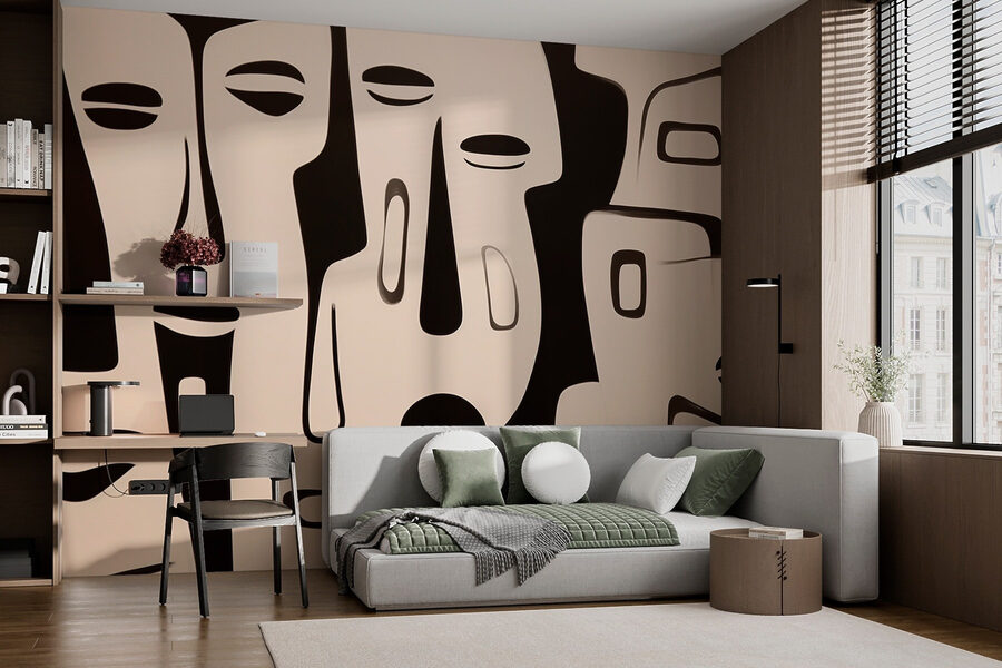 Art facial en noir et blanc
