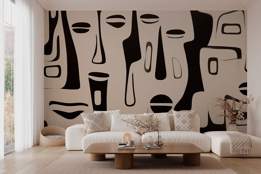Art facial en noir et blanc