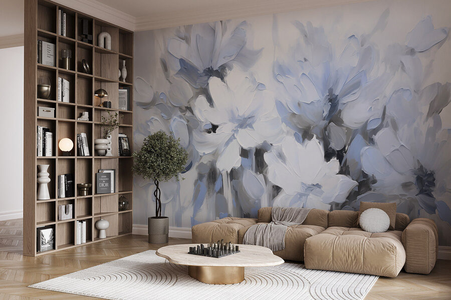 Peinture de fleurs sur fond blanc