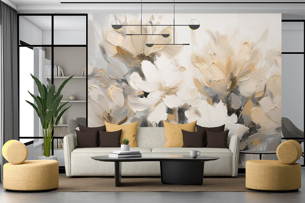 Painting of flowers on a white background Painting of flowers on a white background