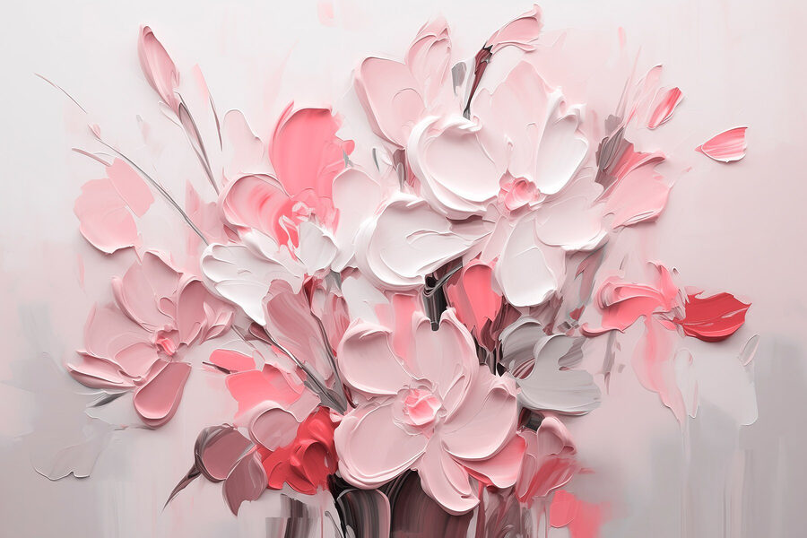 Peinture de fleurs en rose et blanc