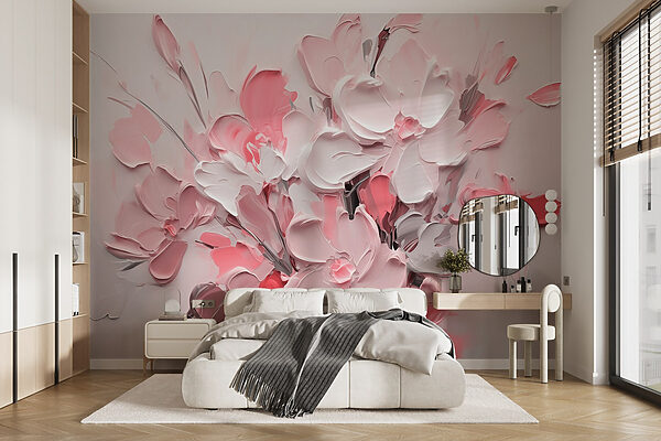 Peinture de fleurs en rose et blanc Peinture de fleurs en rose et blanc